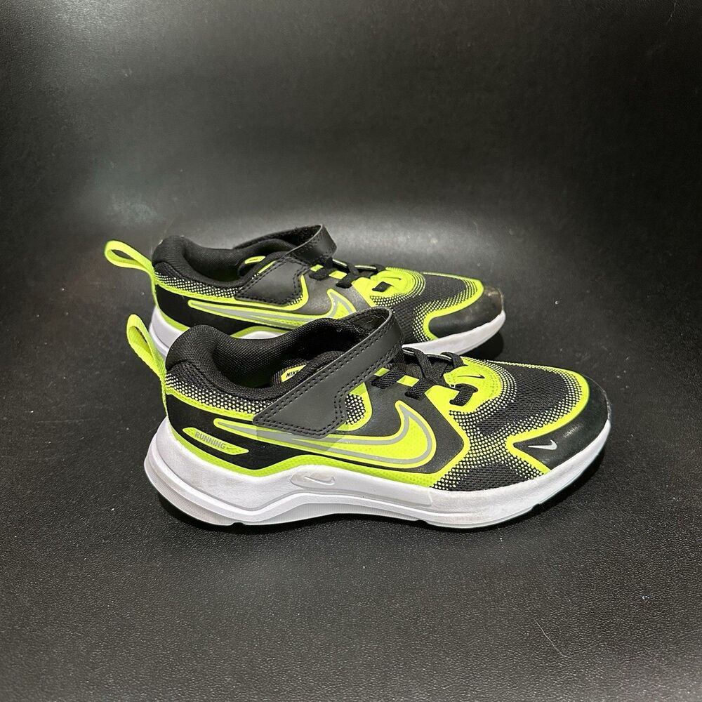 Nike Cosmic Runner PSV Kids Black Volt White Hook & Loop Low Top Sneaker 1Y - Picture 5 of 11